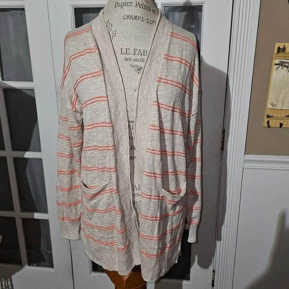 NWT Madewell Womens Bradley Tan Textured Stripe Cardigan Sweater‎ Medium